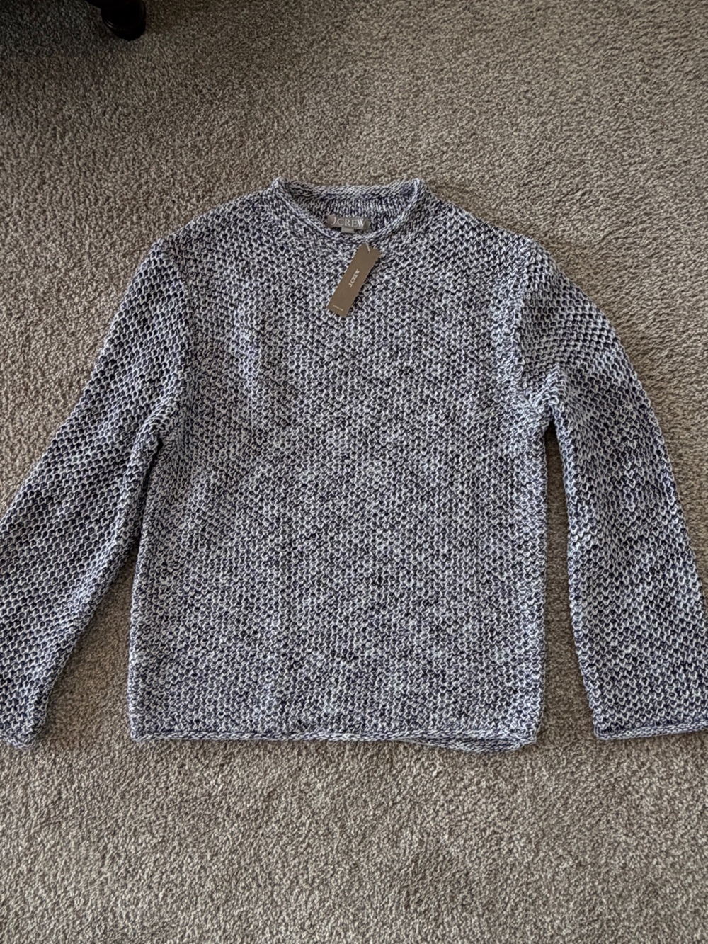 J. Crew Navy and White Marled Crewneck Knit Sweater - Picture 3 of 3